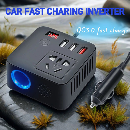 Car Inverter 150W DC12V/24V to 110V/220V LED Display QC3.0 USB fast charging