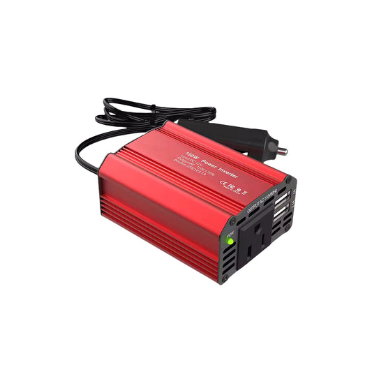 150W Car Power Inverter 12V DC to 220V AC Converter Vehicle Adapter Plug Outlet with 3.1A Dual USB Car Charger for Laptop Computer Red