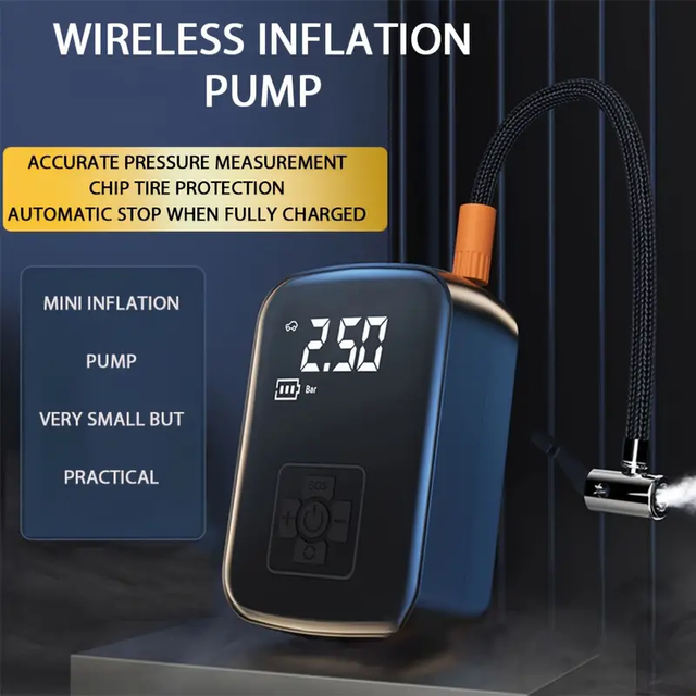 Electric Tire Inflator Wireless Air Compressor for Motorcycle,Bicycle,Boat,Car Tires, Balls